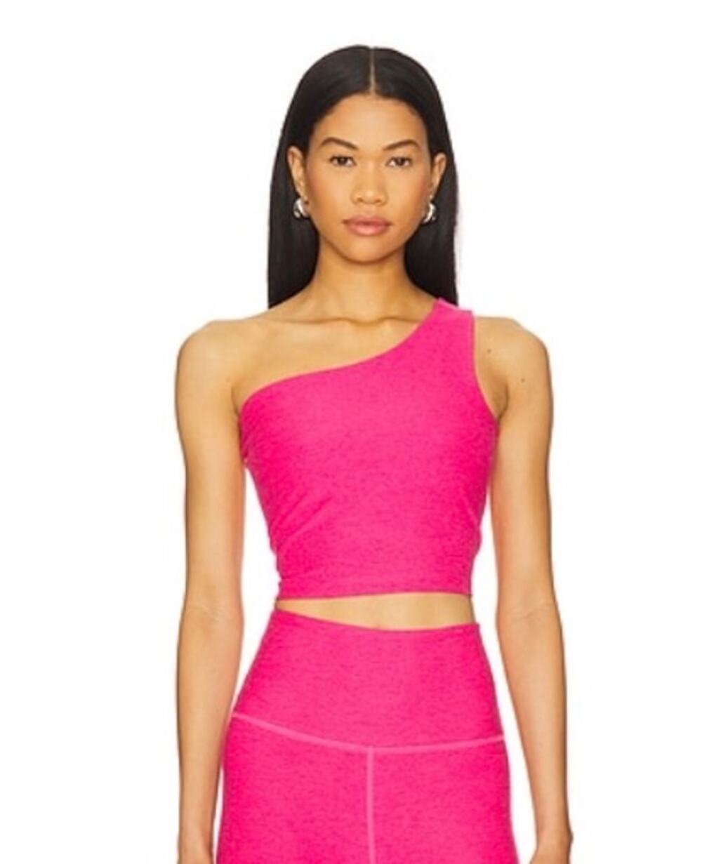 Beyond Yoga Bra The Bold Shoulder Pink Spacedye Yoga Top Size XL